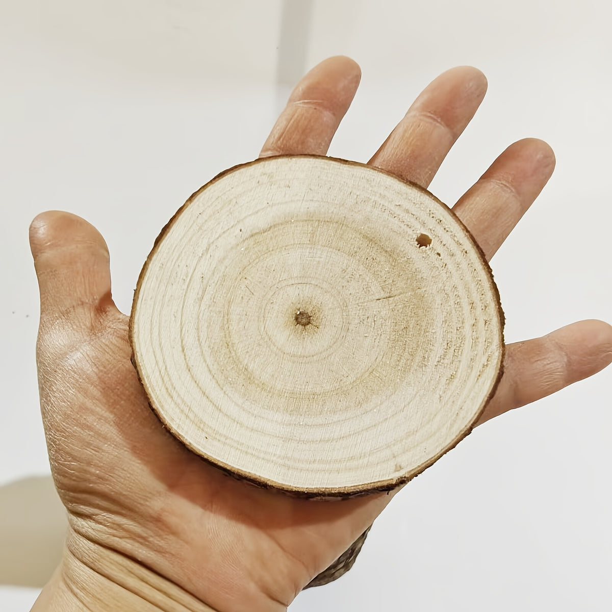 28pcs Wooden Coasters Natural Tree Bark Log Slices (2.7-3.5 Inches) | Unpolished Wood Slices Handicraft Art Supplies/ Christmas Decoration Materials/ Woodworking Tool Additions