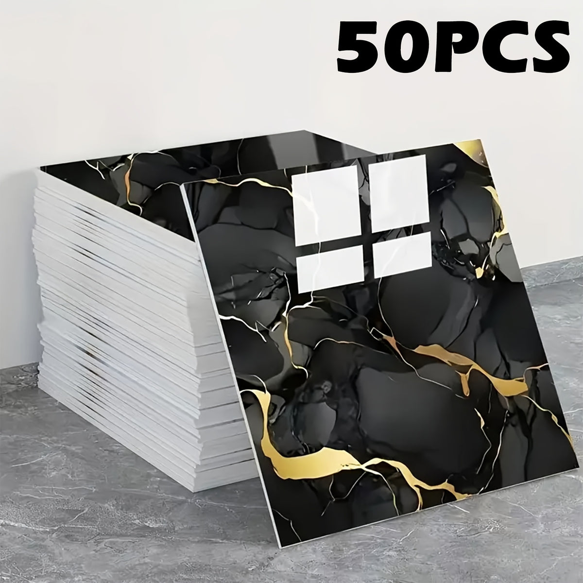 50/100pcs Stick Shower Tiles, Waterproof PVC Wall Panels, Marble Wall Tiles Self Adhesive Vinyl Backdrop for Bathroom, Kitchen, Living Room, Easy Peel & Stick, Ideal for TV Backdrop, Bathroom Wallpaper, Modern Wall Decor, Easy Installation