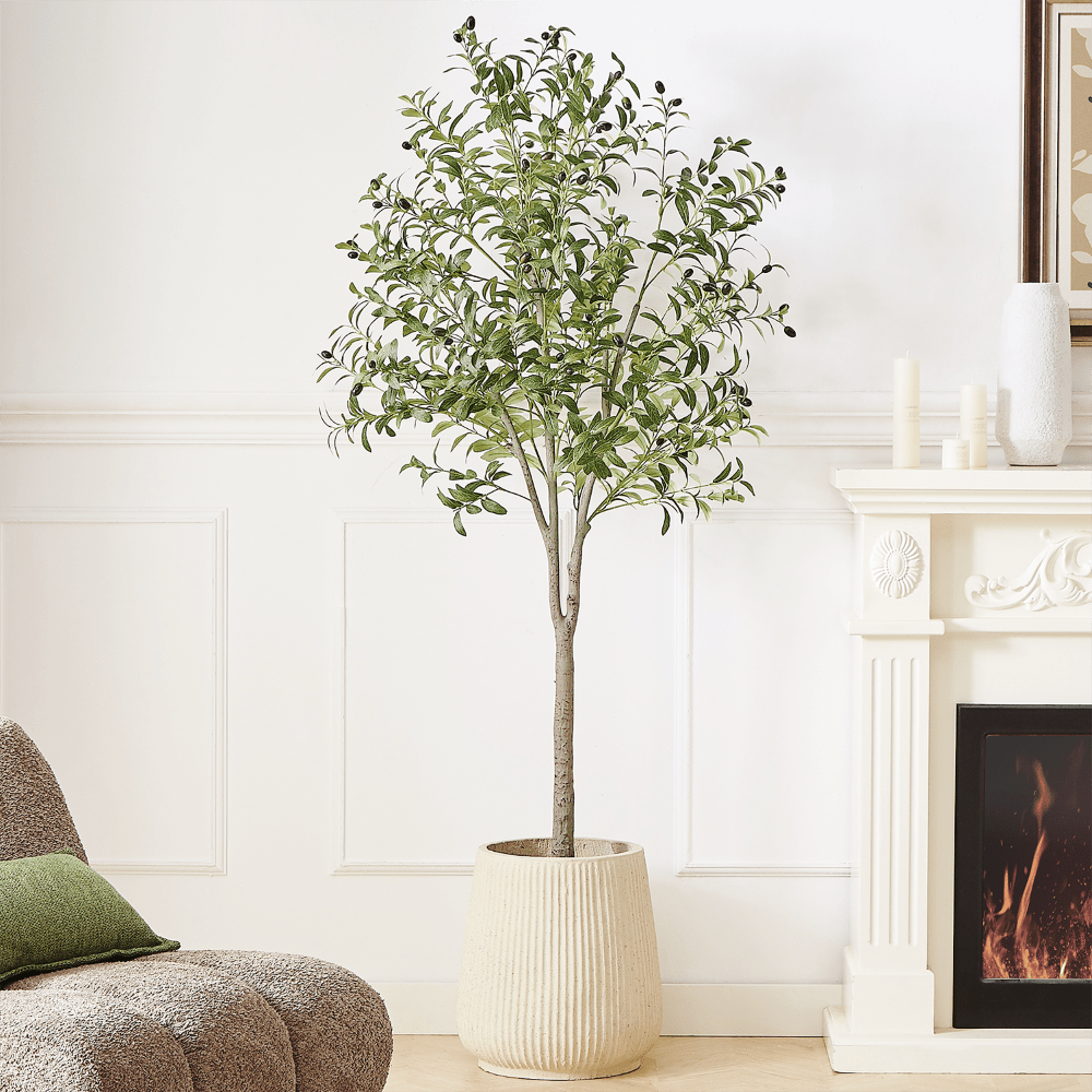 6ft Artificial Olive Tree Thicken Trunk Indoor Tall Faux Plants Fake Tree for Home Living Room Kitchen Decor House Spring Summer Decoration