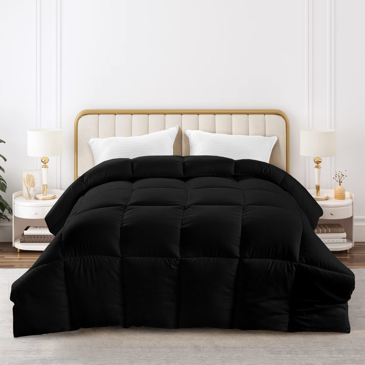 Lux Decor Comforter - All Season Quilt Comforter For Summer Sleeping With Corner Tabs - Soft, Breathable Versatile Bedding & Bedroom Decor - Luxurious Box Stitching