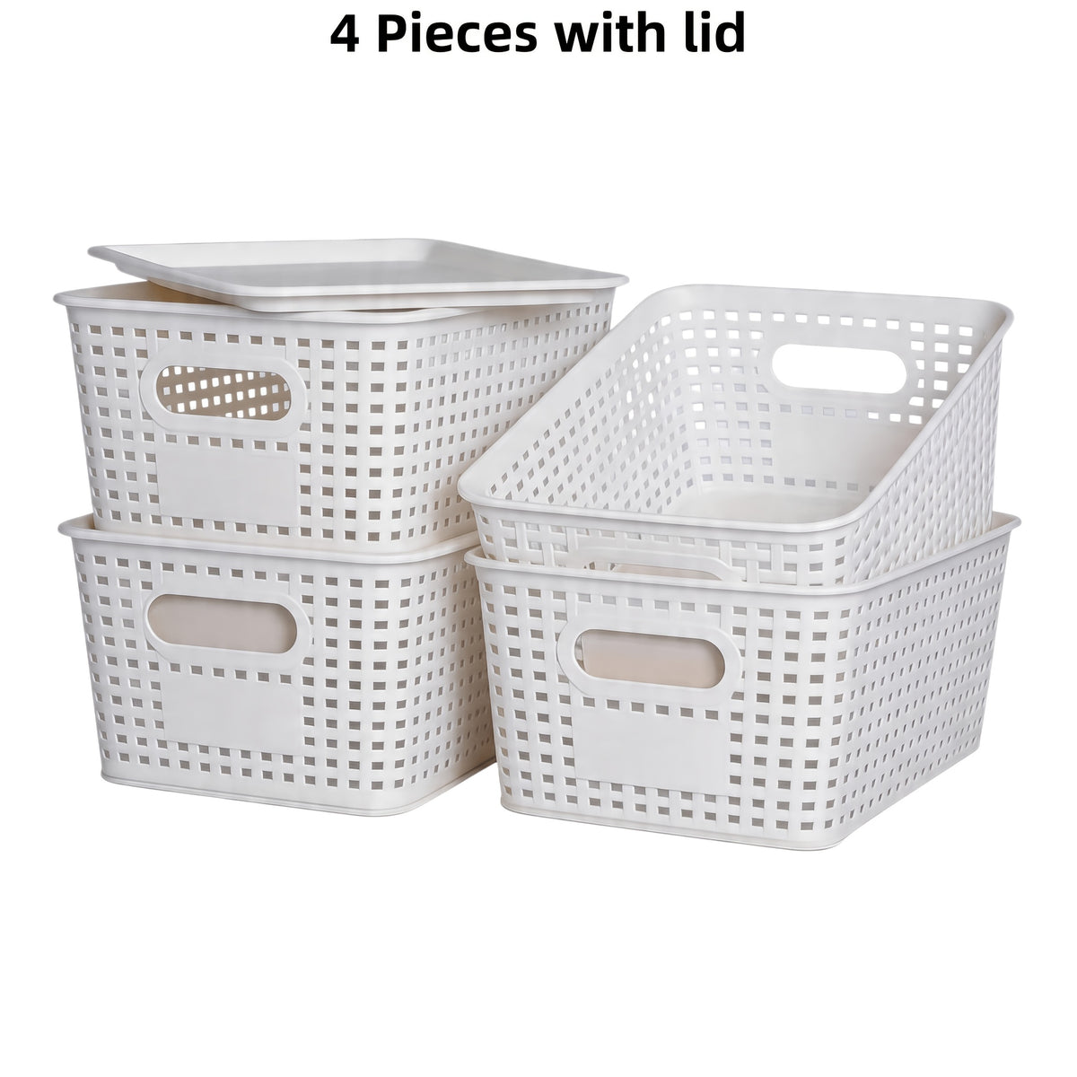 8/4-Pack-Space-Saving Organizers with Lids for Shelves/ Closet/ Desk | Multi-Scene Use In Dorm, Playroom & Office (10"x7"x4", Declutter Essential) with A File Organizer Bag, The Best Gifts for Easter Sunday And Mother's Day
