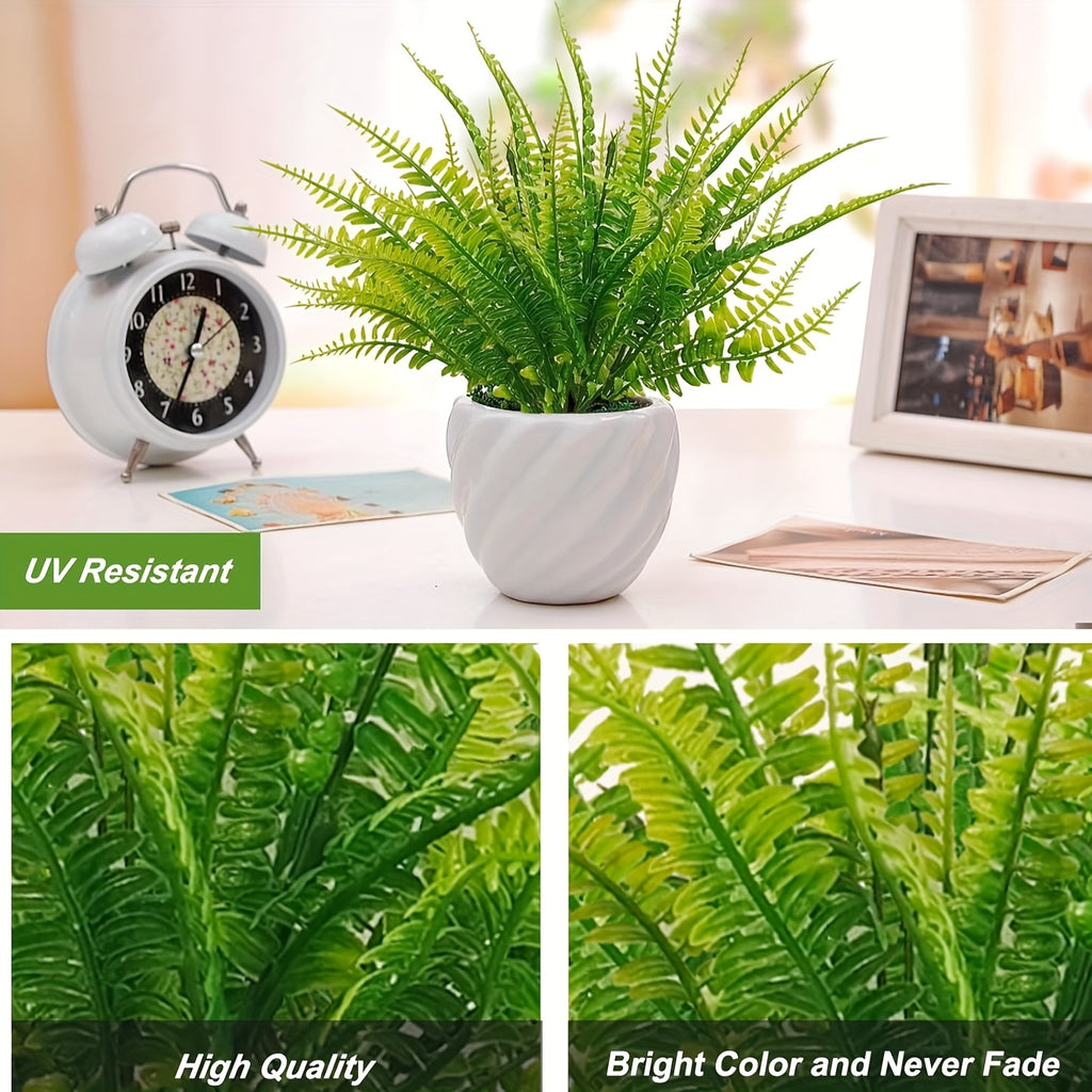 Set of 20 Artificial Ferns Suitable for Outdoor Use, These Faux Boston Ferns Are Made from Uv-Resistant Plastic, Perfect for Enhancing The Decor of Homes, Offices, Gardens, Patios, And Yards