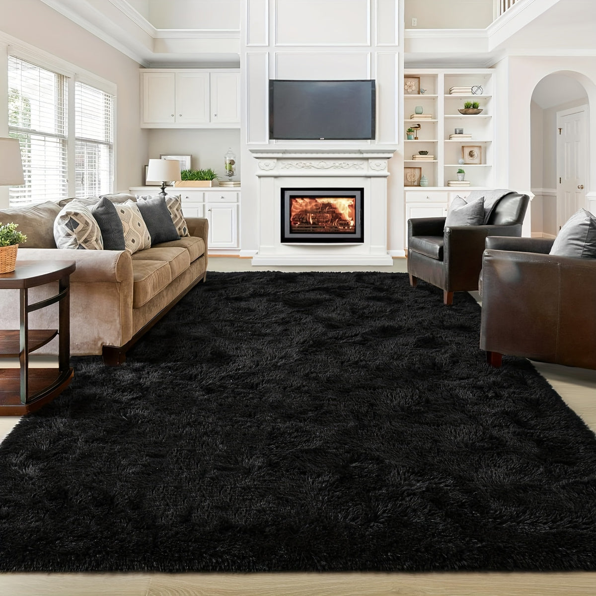Extra Large Shaggy Rug Suitable for Living Room & Bedroom - Soft with PVC Backing, Machine Washable Anti-Slip Floor Mat, Modern Fluffy Floor Suitable for Christmas, for Decor, Use, Large Rectangular