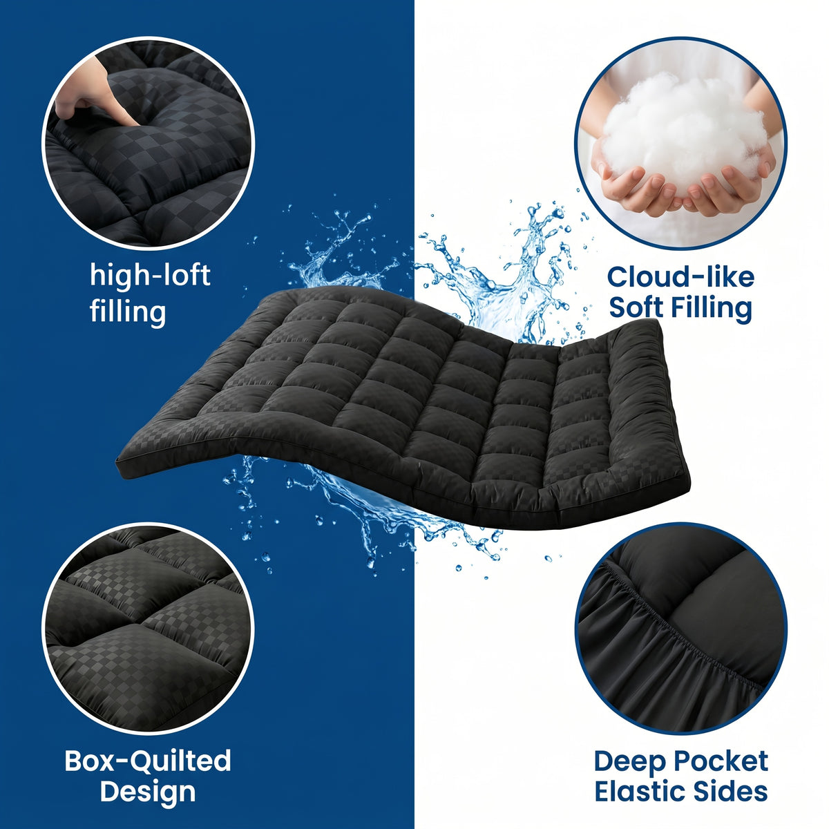 Pillow Top Mattress Pad, 1000GSM Stretchable Quilted Breathable & Machine Washable, Cooling Mattress Protector, Fit Twin/Full/Queen/King Bed RV & Sofa, 8-21 Inch Deep Pocket, Ideal Home Gift