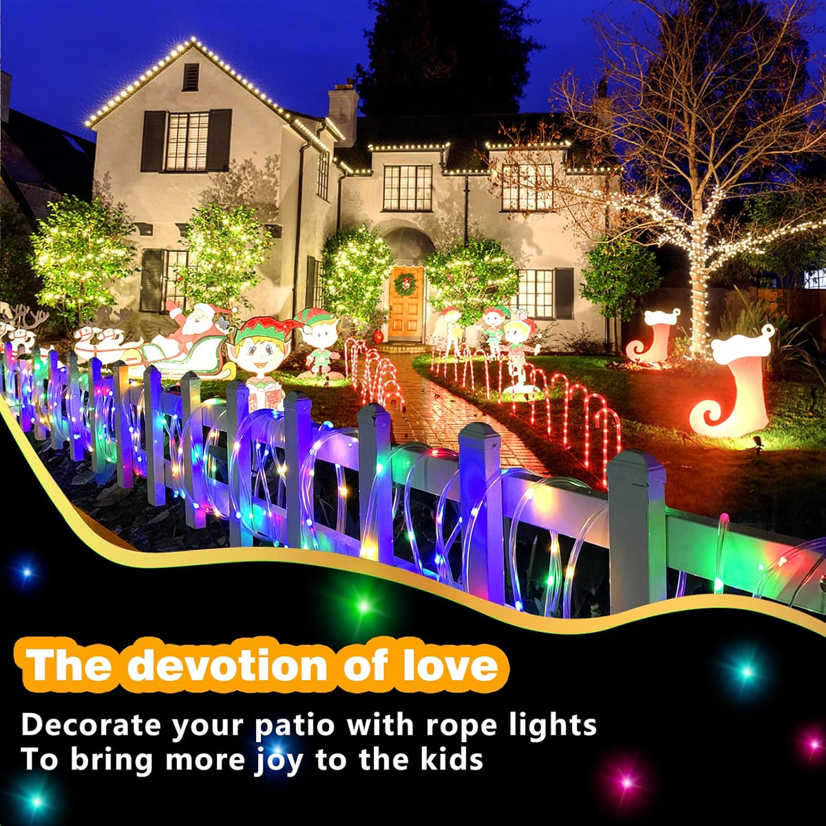 1pc 20/36/70/100 FT Solar Rope Lights, Outdoor Solar Lights, IP65 Solar String Lights, 8 Patterns for Stage Lighting, Trail, Patio, Pool, RV, Christmas Decoration (50LED/100LED/200LED/300LED)