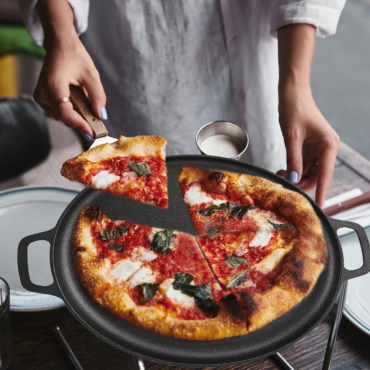 1/2/3pcs Cast Iron Pan, Pre Seasoned, Outdoor Camping Cookware Multifunctional, Non-stick, for Pizza Lovers, Home Kitchens, Outdoor Cooking, Durable, Even-Heating, Versatile, Compatible with All Stoves, Perfect for Home Kitchens And Outdoor Cooking