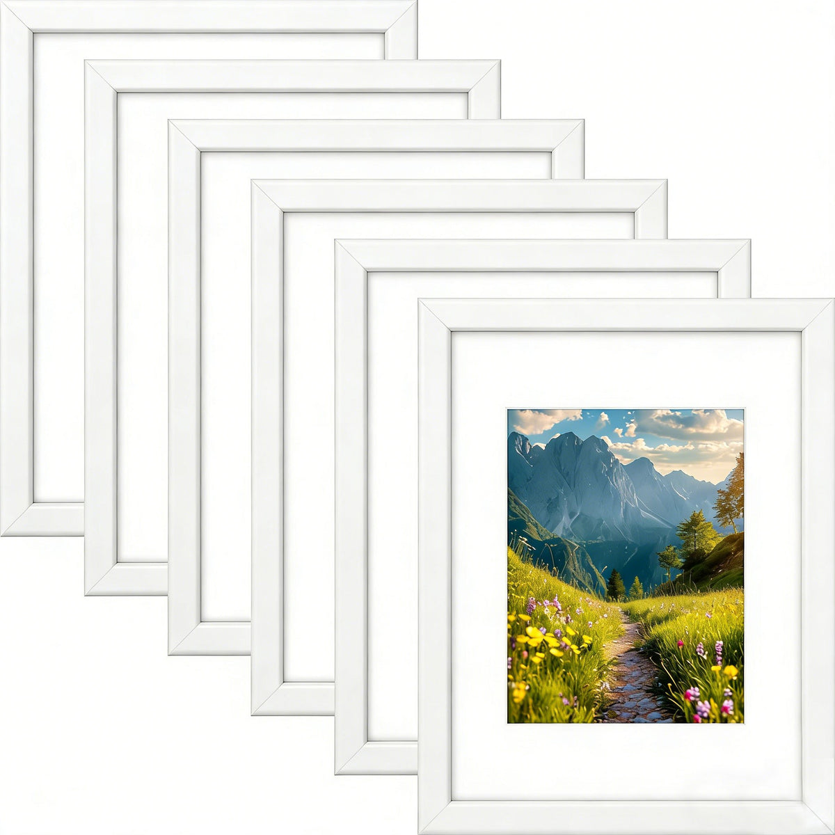 6 Packs 6x8/8x10/9x12/11x14/16x20 Picture Frames Set, Engineered Wood Gallery Wall Frame Set with Plexiglass - Wall Mounting or Tabletop Display