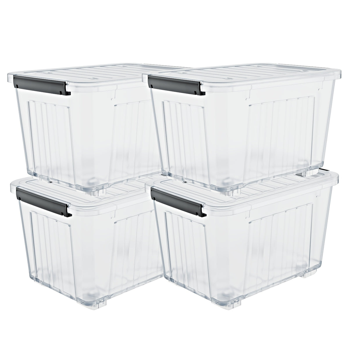 4/6 Pack of Storage Boxes with Lids And Wheels, 72 And 97 Quarts Capacity, Ideal for Storing Various Household Items, Stackable, Available in Three Colors