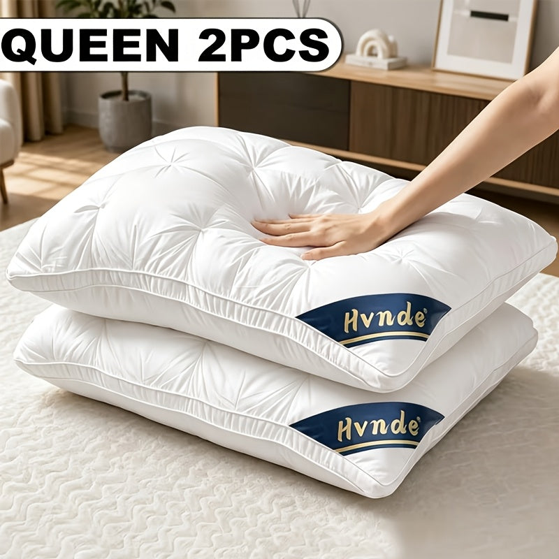 2 Luxury Hotel-quality Pillows, Queen/King Size, with High-resilience Plush Pillow Cores and Hypoallergenic Polyester Fabric. Soft and Comfortable, They Promote Deep Sleep and Are Suitable for Both Side and Back Sleepers. Cool and Breathable