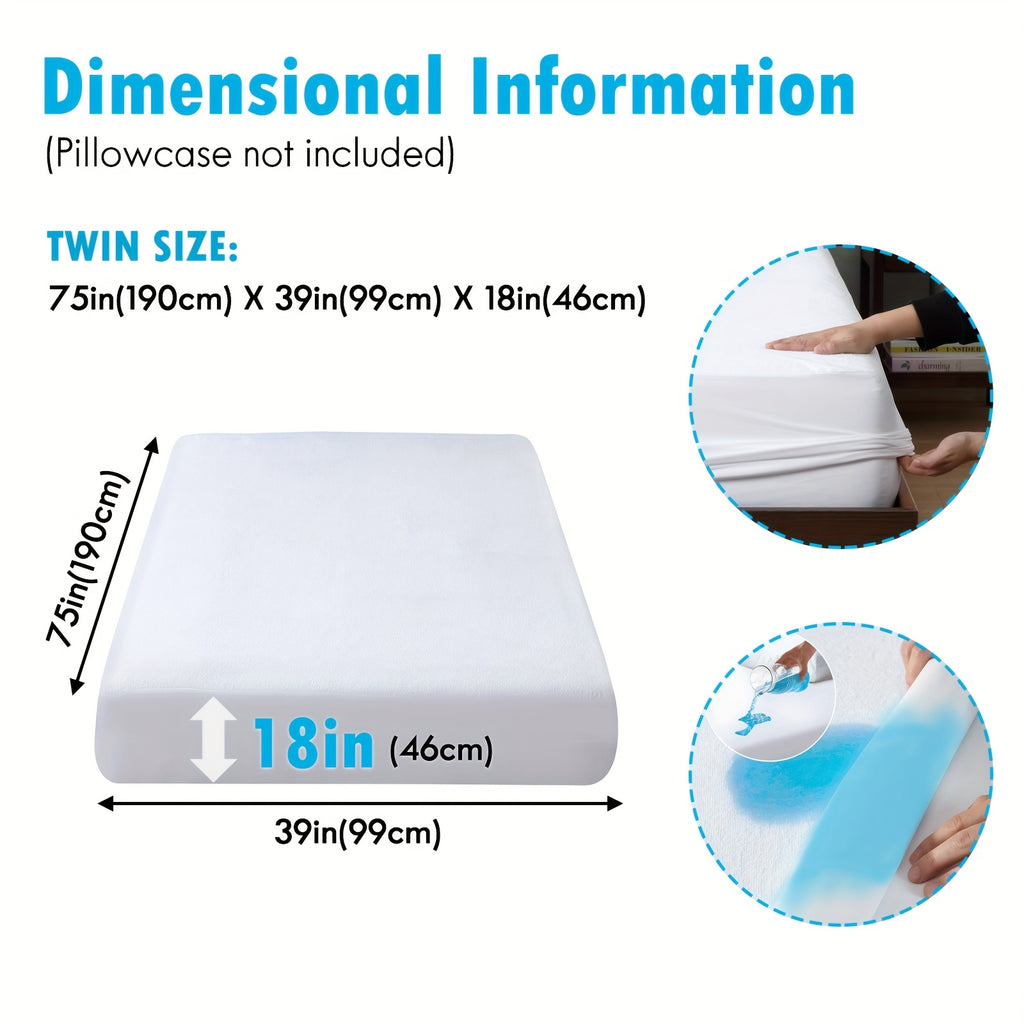 ClevaHome Waterproof Mattress Protector - King Queen Full Twin, Fitted Bed Sheet Only, Ultra Soft And Noiseless Surface, with PU Liner, 18 Inch Deep Pocket, Machine Washable, White, No Printing, Ideal for Bedwetting, Modern Bedroom Decor