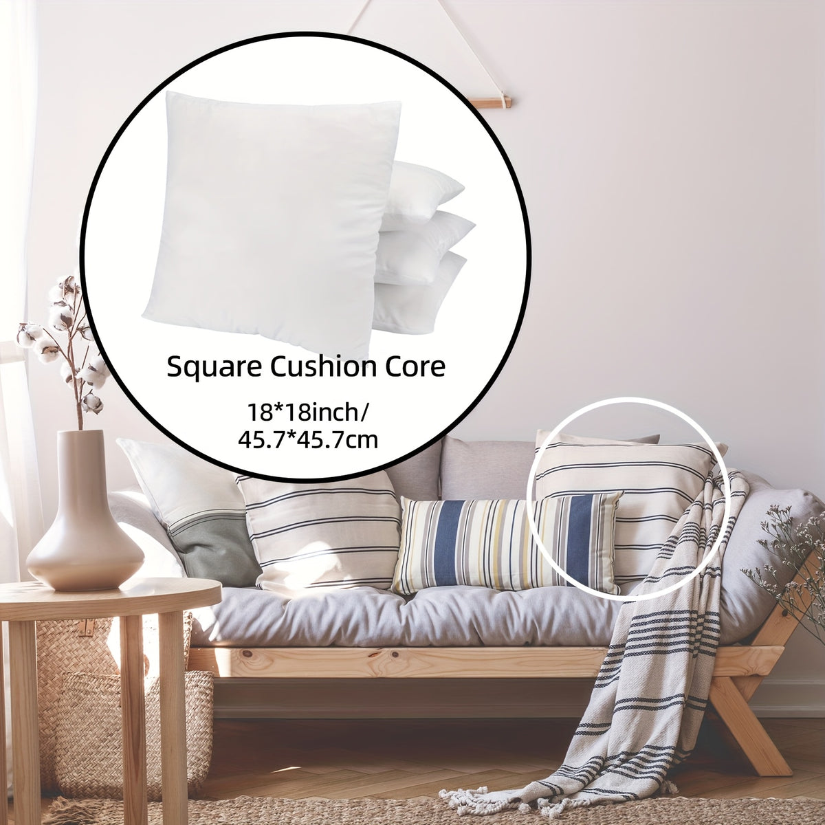 Outdoor Pillow Inserts 4-6 Pack, Soft Microfiber-Filled Throw Pillow Cores in 12x20, 18x18 & 20x20 Inch Sizes for Patio, Sofa, Bed and Decorative Home Cushions