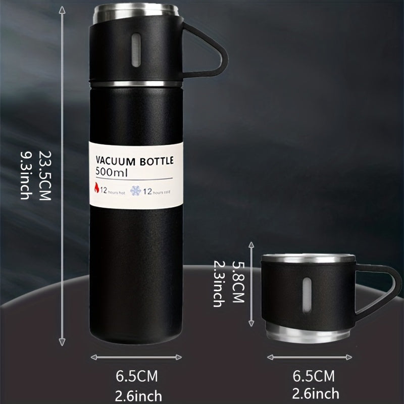 1 hot water bottle, metal vacuum cup, portable coffee cup and hot water bottle combination, suitable for RV and outdoor exploration, gift thermos, cup