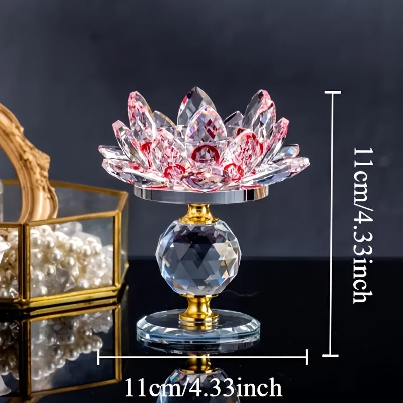 2pcs Crystal for Lotus Candleholder - Polished Desktop, Home Theme, Suitable for Christmas, Thanksgiving, Halloween, Easter, And Hanukkah