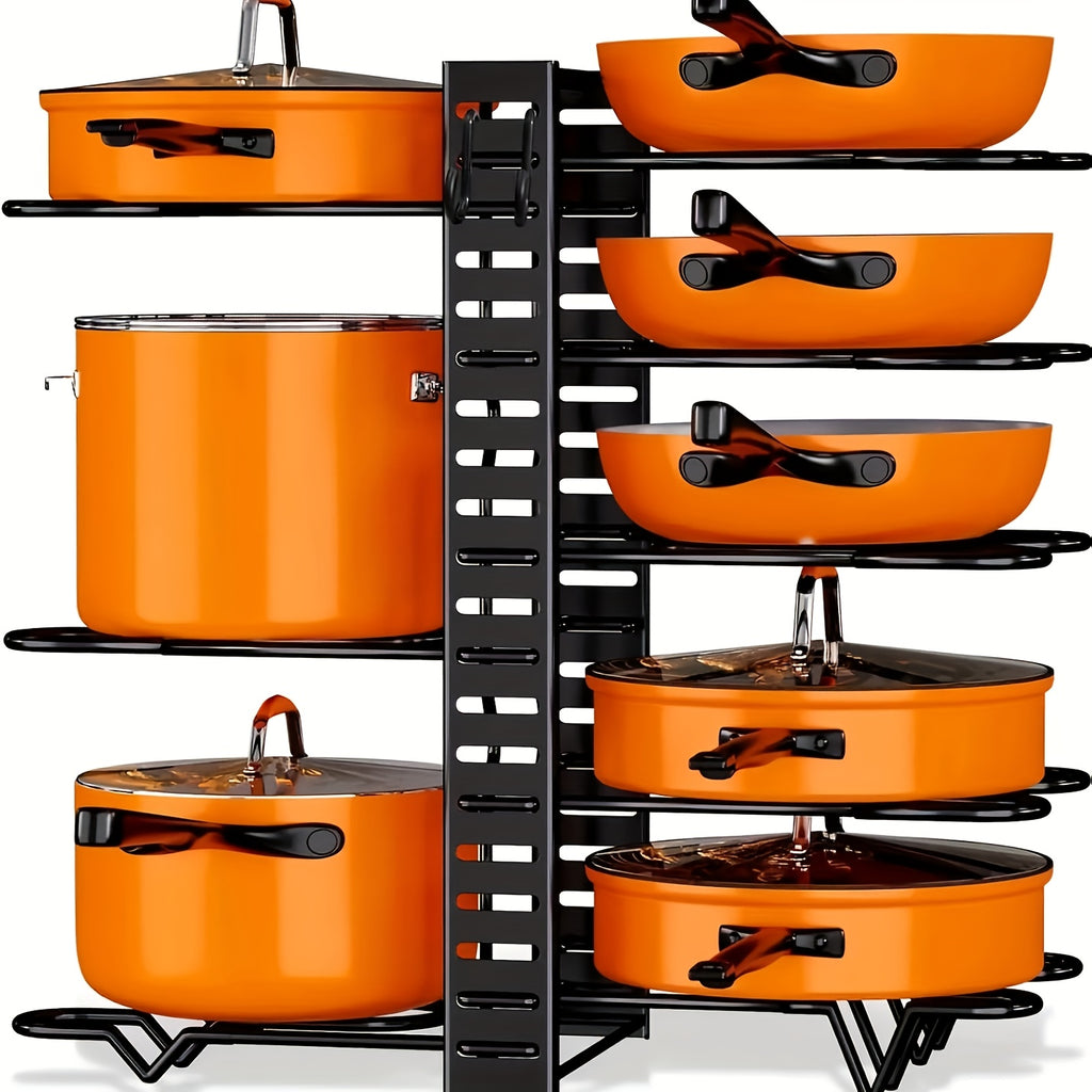 8-Tier Pot And Pan Organizer with Lid Rack, for Kitchen Cabinet Storage of Cookware And Utensils