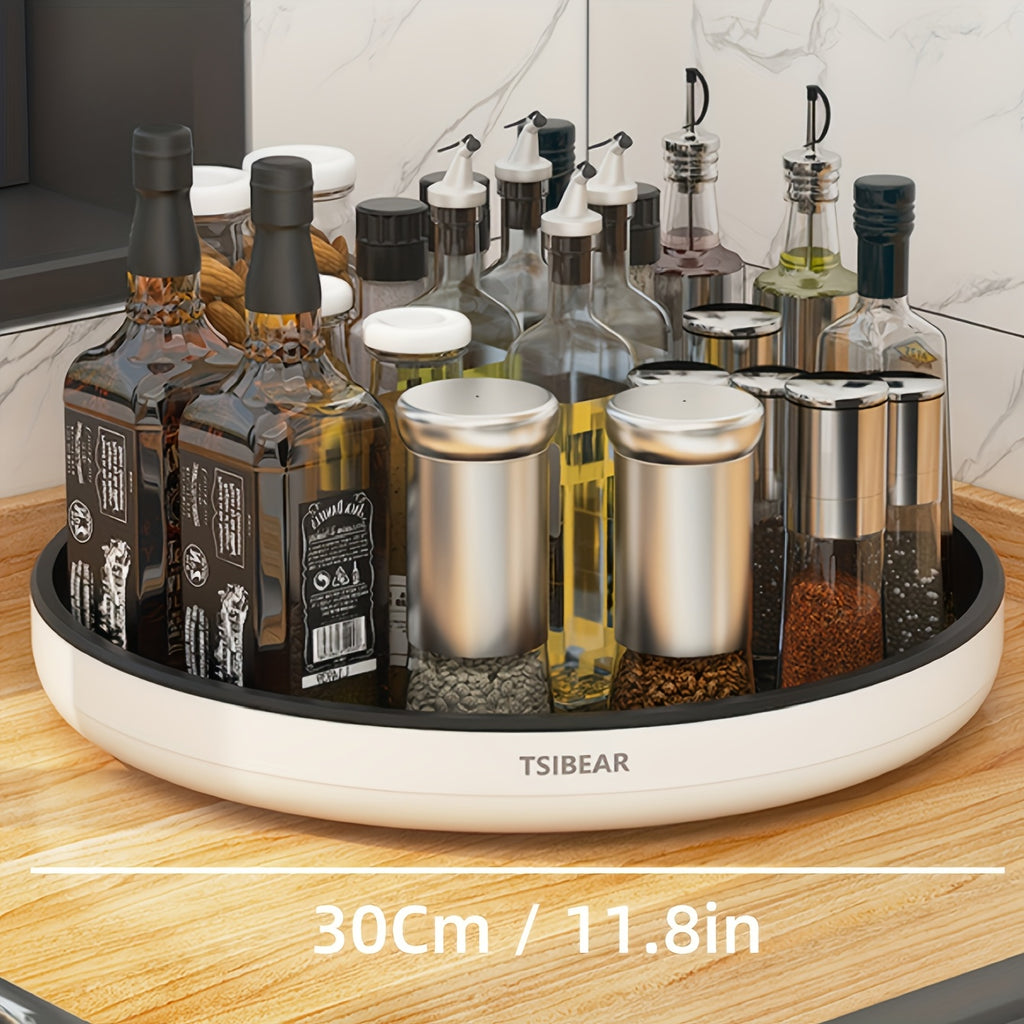 360° Rotating Lazy Susan Turntable Organizer – Non-Slip Spice Rack for Kitchen Cabinet, Countertop & Dining Table – Single-Layer Tray for Jars And Condiments