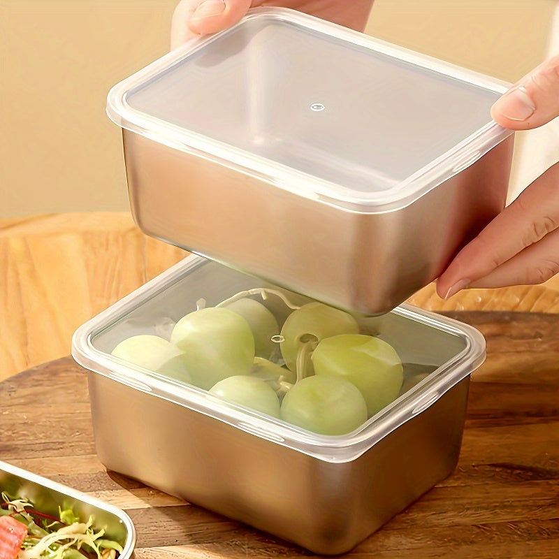 6pcs Stainless Steel Food Storage Containers with Lids - Leak-Proof, Stackable, BPA-Free Kitchen Organizer for Refrigerator, Office, School, Camping, Picnic - Dishwasher Safe, Reusable Square Metal Containers for Bread & More