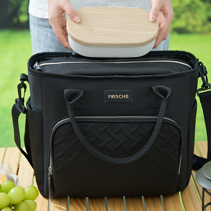 Extra Large 2.91gal Insulated Lunch Bag, Portable Thermal Tote with Adjustable Shoulder Strap and Handle, Cold & Hot Food Carrier, Beach Cooler Bag for Outdoor Use, Keeps Meals Fresh and Delicious, Non-Food Contact