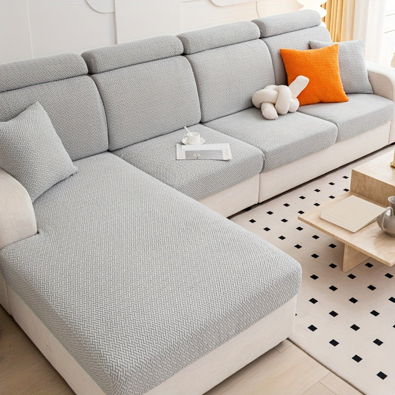 1pc of Wear-Resistant And Non-Slip Sofa Cover, Elastic Stretch L-Shaped Furniture Protector, Suitable for 3/2/1/4 Seat And Sectional Sofas, Made of Polyester Jacquard Fabric, Machine Washable, Ideal for Living Room, Bedroom