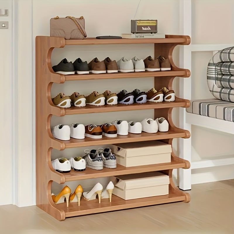 3/5/6-tier Shoe Rack, Practical Storage Shelf, Space-saving Design, Multi-layer Independent Storage Rack, Wood Grain Finish, Easy to Assemble, Self-standing Cube Shoe Storage Rack, Suitable for Dorm Rooms and Entryways, Easy to Assemble, Brown