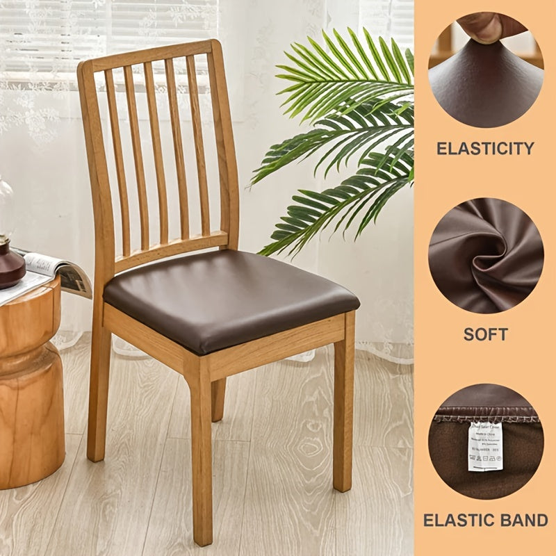 4/6pcs 100% Waterproof PU Dining Chair Slipcovers - Removable Upholstered Chair Cushion Cover For Dining Room, Kitchen, Hotel, And Home Decor