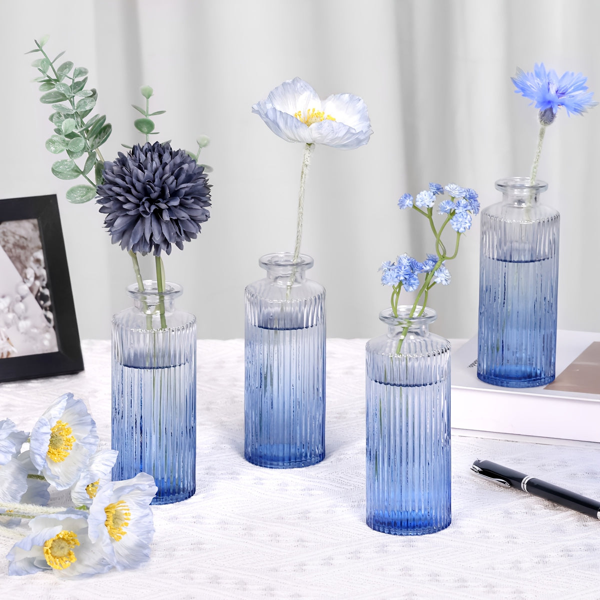 12/24/36pcs Bud Vase, Modern Striped Style, Wedding Centerpieces for Tables, Mini Clear Bud Vases for Flowers, Small Flower Vases Suitable for Birthday Party, Anniversary, Wedding, Home Table Deco, Multiple Sizes, for Mother's Day