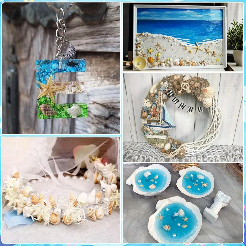 1200pcs Tiny Seashells& 21 Starfish Mixed Bulk Beach Small Shells for Home Decor, Beach Theme Party Decorations, Fish Tank Aquarium Decor, Sea Shells for Crafting Vase Filler, Beach Candle