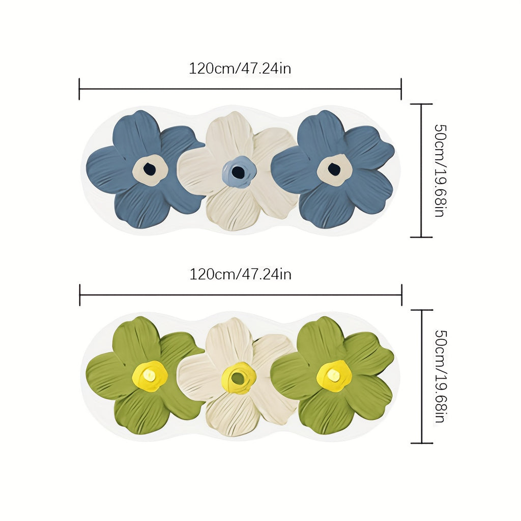 1000gsm Heavy-Duty Acrylic Fiber Floor Mat - Non-Slip Backing, Soft Plush Mat with Transparent Floral Pattern in Blue, Beige, Brown, Black, White, Gray, - Machine Washable Indoor/Outdoor Carpet for Living Room, Bedroom, Office - Luxury Home Decor &