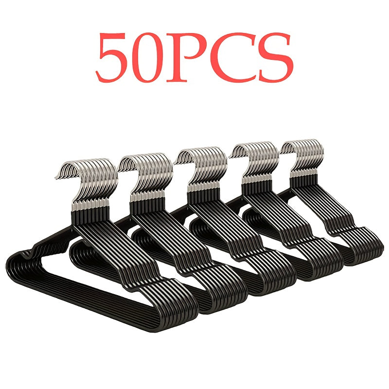 60/50/25/20pcs, Non-slip Heavy-duty Hanger, (15.75" × 7.87"), 40-50g Black Manganese Steel Dip Hanger, Bedroom Storage, Laundry Storage Helper, Advanced Long-lasting Storage Solution For Bedroom And Closet, Wet And Dry, Space-saving Design