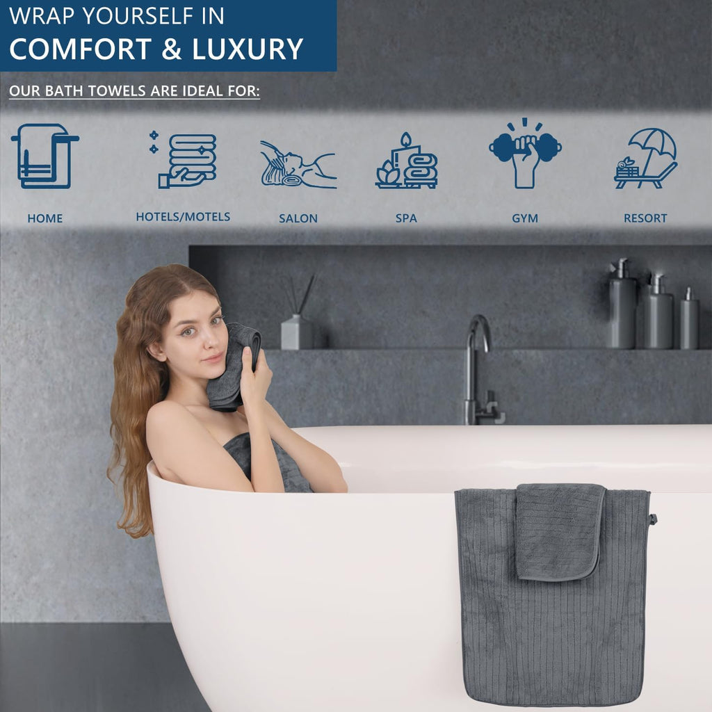 4 Pack Extra Large Bath Sheet, 35"x70" Inch Ultra Soft Fluffy Towel, Oversized Bath Towel Set, Premium Microfiber Bathroom Towel Set Highly Absorbent Quick Dry Shower Towel for Bathroom, Hotel, Spa