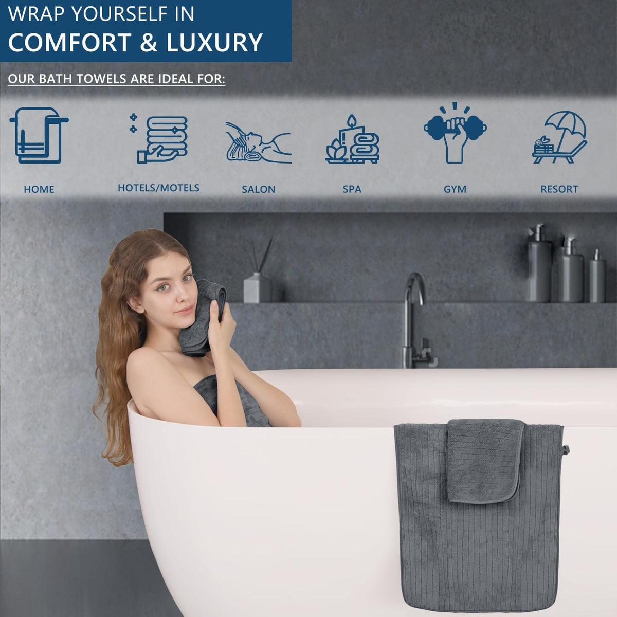 4 Pack Extra Large Bath Sheet, 35"x70" Inch Ultra Soft Fluffy Towel, Oversized Bath Towel Set, Premium Microfiber Bathroom Towel Set Highly Absorbent Quick Dry Shower Towel for Bathroom, Hotel, Spa