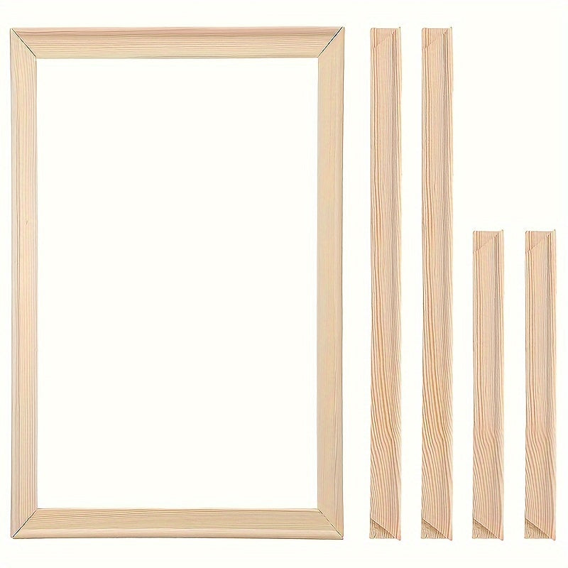 Wood Canvas Frame Kit - 4 Pre-Cut Pine Stretcher Bars with Corner Keys for Oil Painting, Easy Build Frames in Cardboard Box