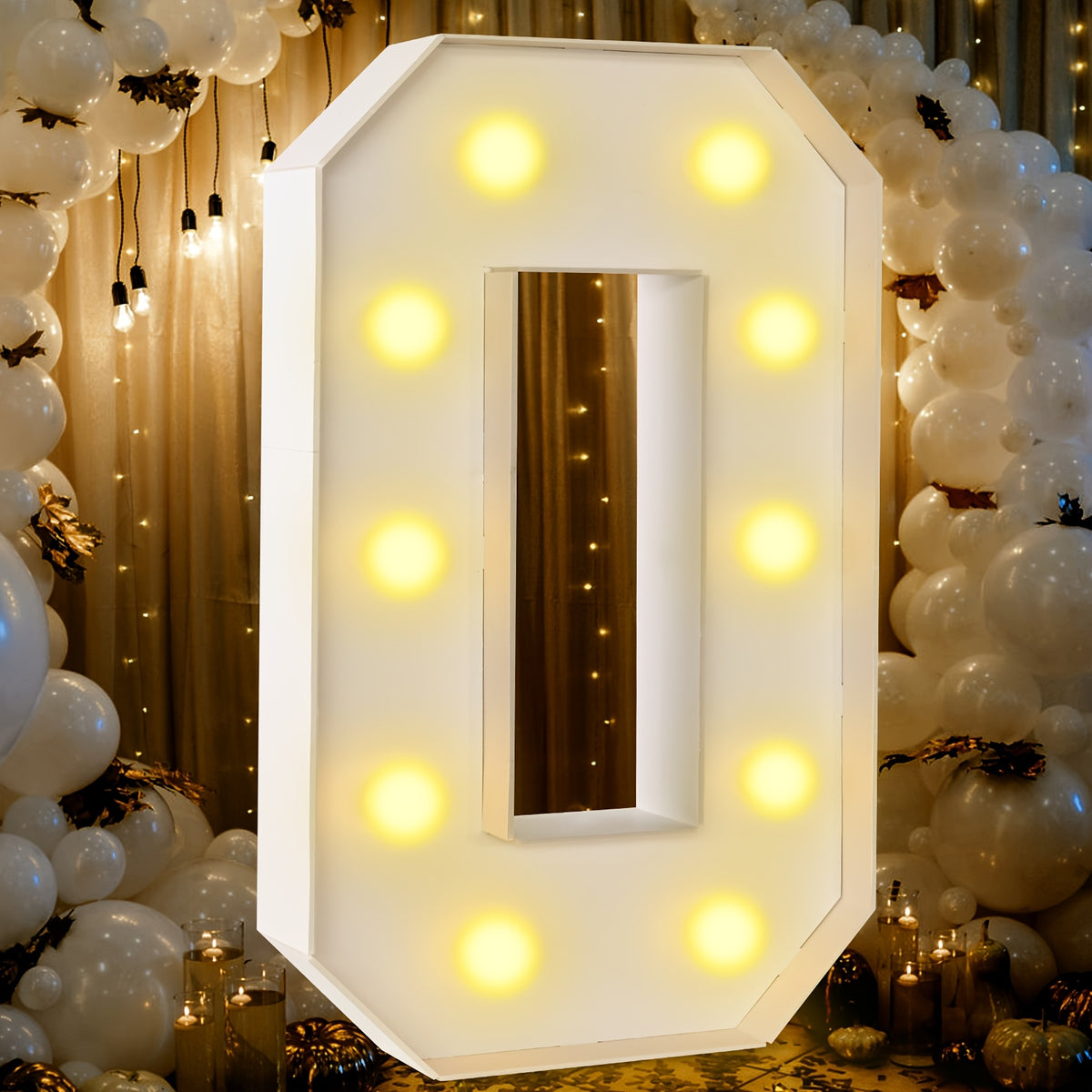 3ft Marquee Numbers 0-9 with Mosaic Frame, Decorative Light-Up Numbers with White Foam Cardboard, Lighted Holiday Displays Mosaic Number for Balloons Number Wedding Birthday Anniversary Party Decor,halloween/christmas decor