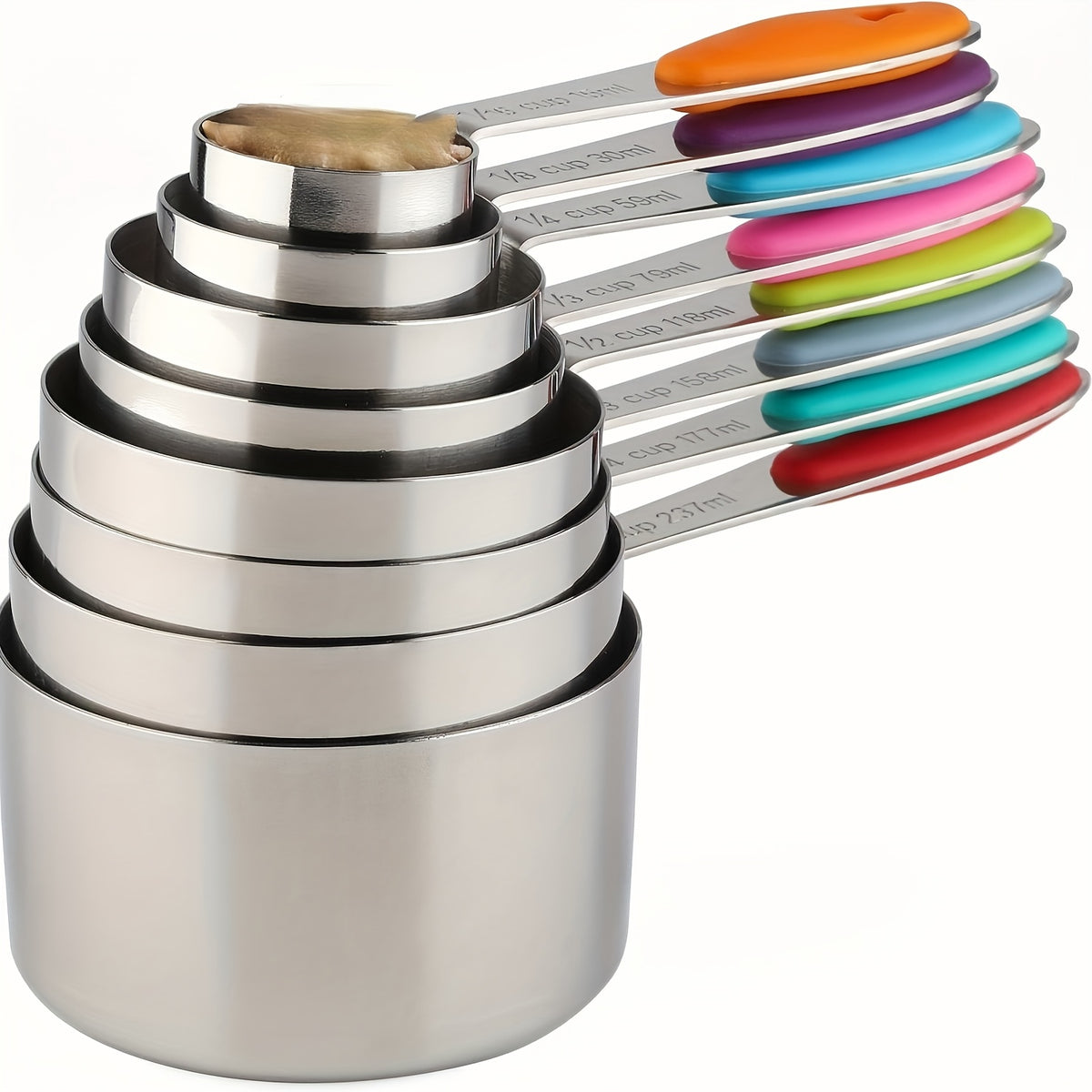 8pcs Measuring Cups/ 9pcs Measuring Spoons/ 17pcs Measuring Cups + Measuring Spoons Are Suitable For Both Dry And Liquid Ingredients - Very Suitable For Kitchen Tools, Kitchen Supplies, And Kitchen Accessories For Cooking And Baking.
