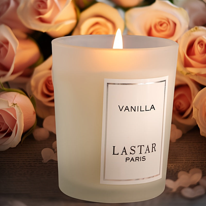 LASTAR Paris Vanilla Scented Candle - Elegant Round Soy Wax Jar with Glitter Accents, Perfect for Home, Hotel, Wedding Decor | Ideal Gift for Christmas, Halloween, Valentine's Day, Mother's Day, Net Content 70g