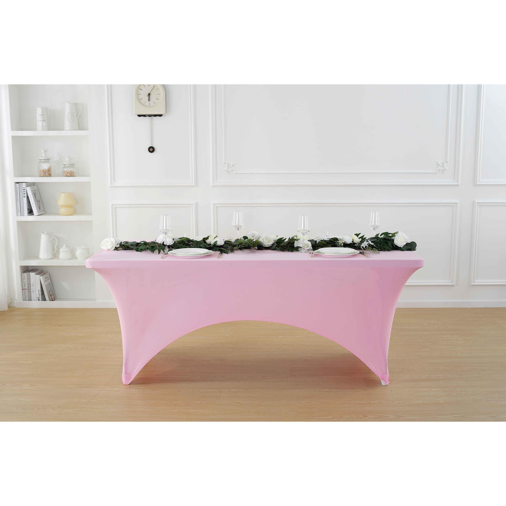 1pcs 4ft/6ft/8ft Spandex Tablecloth, Fitted tablecloth, Wrinkle Resistant Stretchable Rectangle Table Cover For Event, Wedding & Parties
