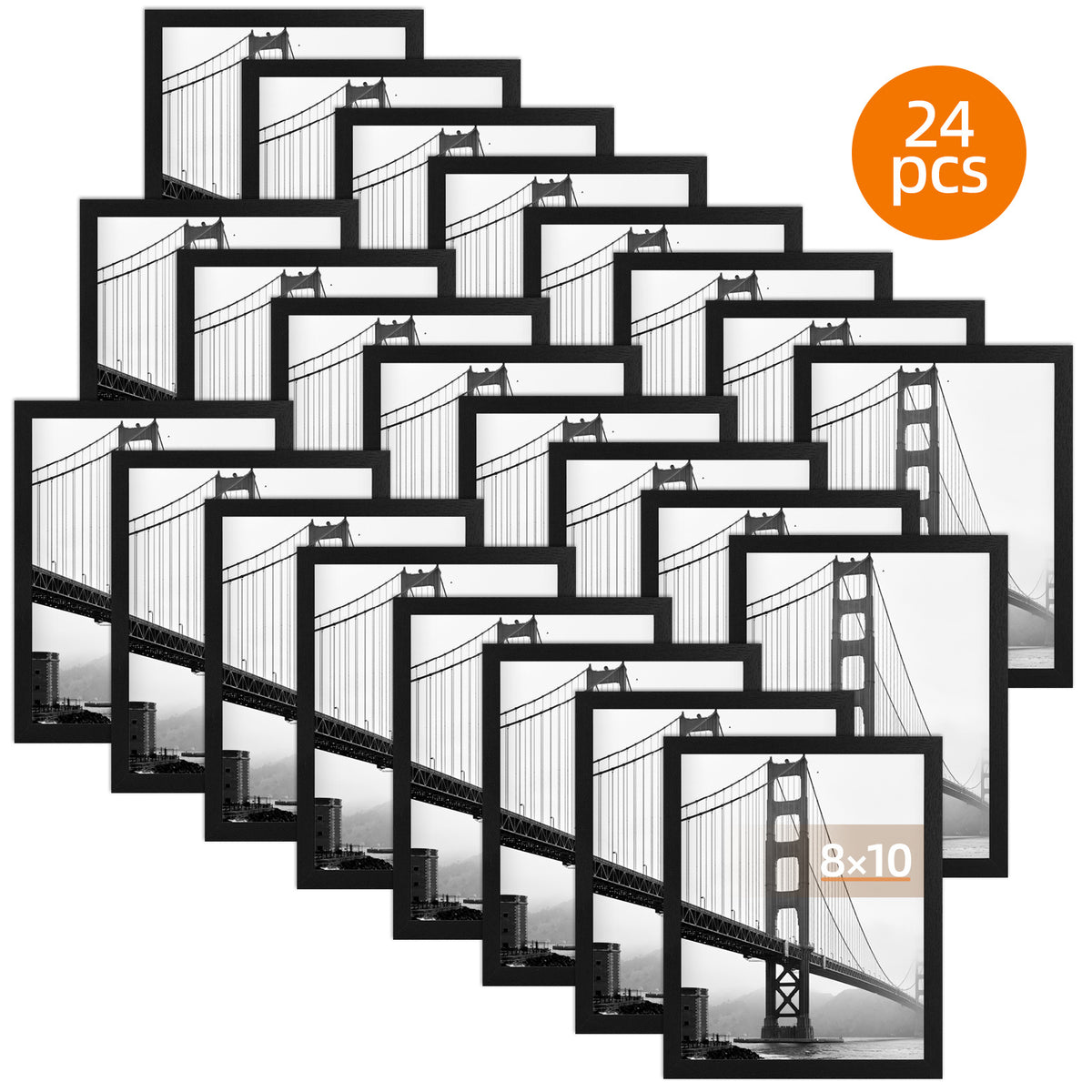 24 Pcs Picture Frame, Made of Sturdy Frame for 4x6in or 5x7in or 8x10in, Wall and Tabletop Display Thin Border Photo Frames for Home Decor, Black