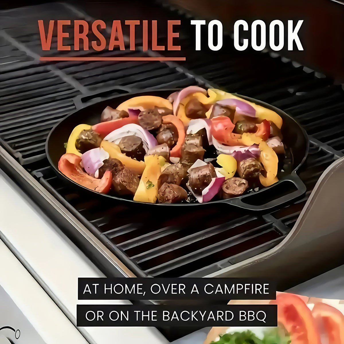 1/2/4pcs Pre-Seasoned Cast Iron Skillet with Dual Loop Handles - Multi-Function Non-Stick Griddle Pan for Pizza, BBQ, Pancakes | Oven, Stovetop, Grill & Campfire Safe | Even-Heating Durable Kitchen Gadget for Home & Outdoor Cooking
