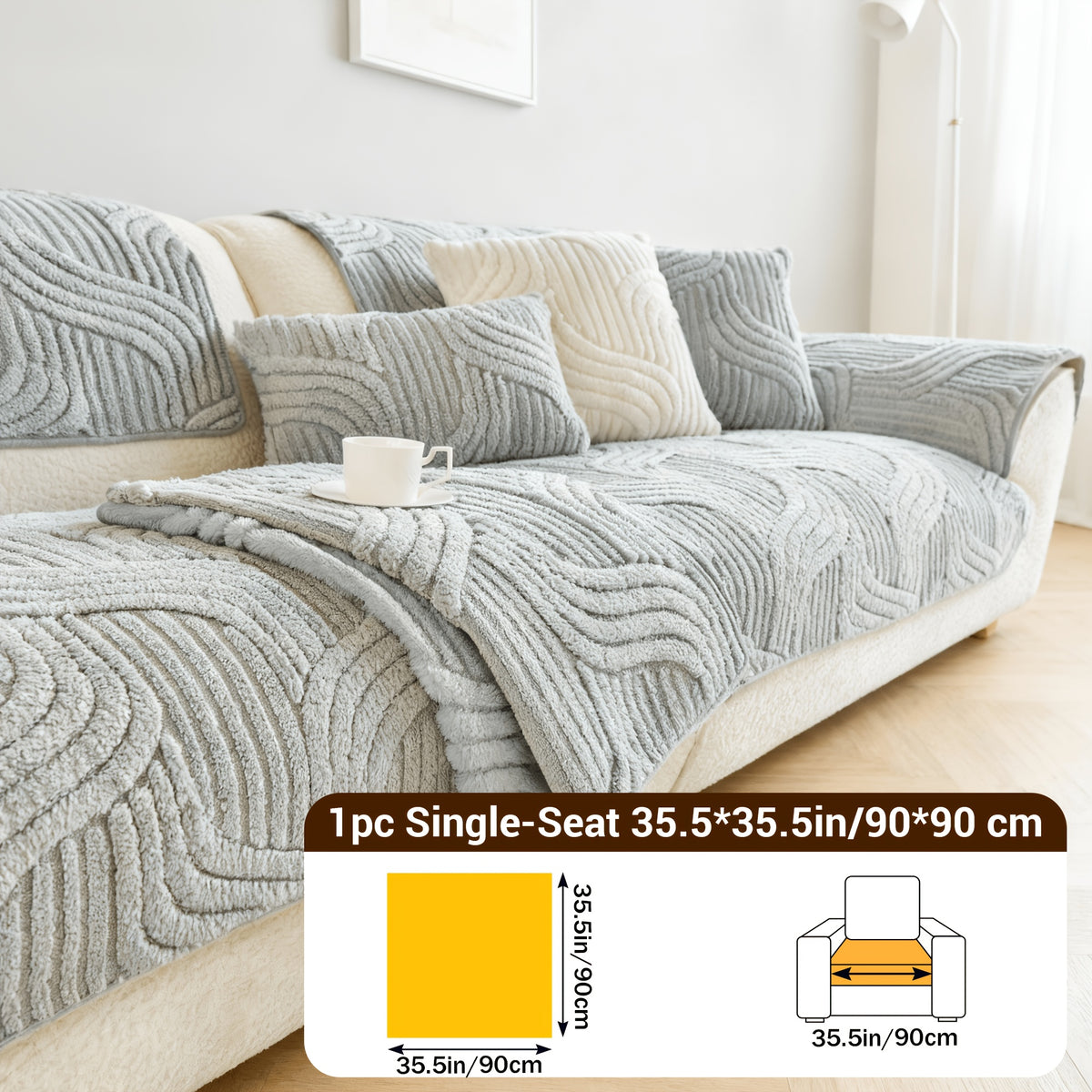 1pc of Thick, Quilted Sofa Cushion That Is Stylish, Durable, Warm, And Non-Slip. This Plush Sofa Cover Is Breathable And Comfortable, Making It Perfect for Families with Pets. It Is Suitable for Use in The Bedroom, Office, Living Room