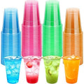 Neon Party Cups, 100-Pack Disposable Plastic Drink Cups in 12 or 16 oz Sizes for Blacklight Glow Parties, Birthdays, Halloween and Holiday Celebrations