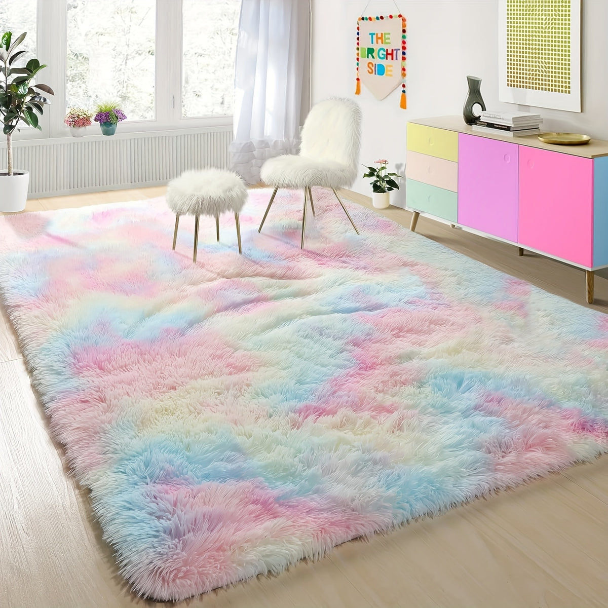 Fluffy Bedroom Carpet Shaggy Fuzzy Grey Soft Rugs for Bedroom Plush Rug Thick Area Rugs for Living Room Cute Room Decor