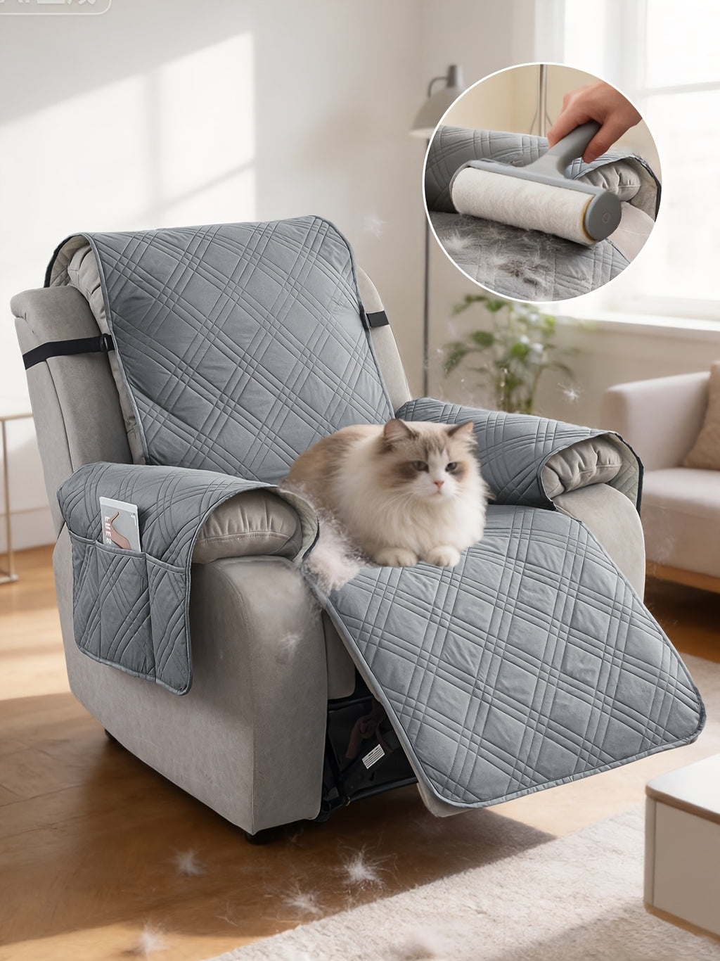 1pc 100% Waterproof Recliner Chair Cover, Non Slip Recliner Covers for Recliner Chair with Pocket, Pet Scratch-Resistant Sofa Slipcover, Washable Furniture Protector, Easy to Install for Living Room, Bedroom, And Study, Halloween Home Decorations