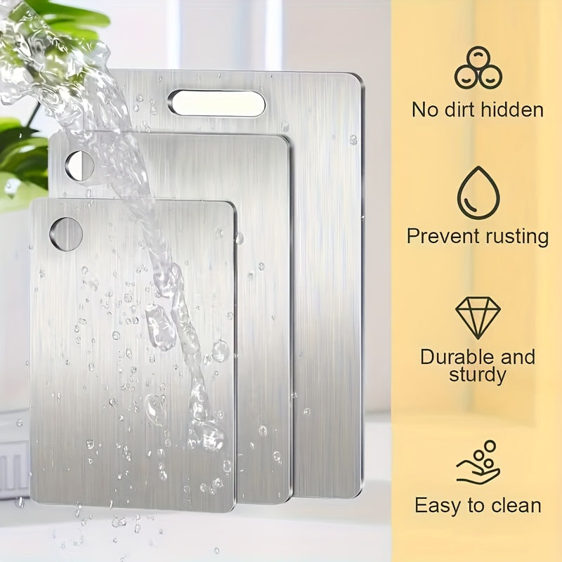3pcs Stainless Steel Kitchen Plate Set, Durable, Easy to Clean, Multi-Size for Slicing Fruits, Vegetables, Meat and Bread with Food Contact Safe Slicing Plate for Kitchen and Restaurant.