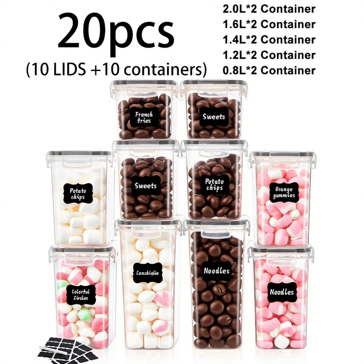 14/18/30/48/60/84pcs Airtight Food Storage Containers with Lids, BPA Free Plastic Kitchen Storage Containers for Rice, Spaghetti, Cereal, Pasta, Flour And Sugar Containers, 7/9/15/24/30/42 Lids+7/9/15/24/30/42 Containers Kitchen Additions