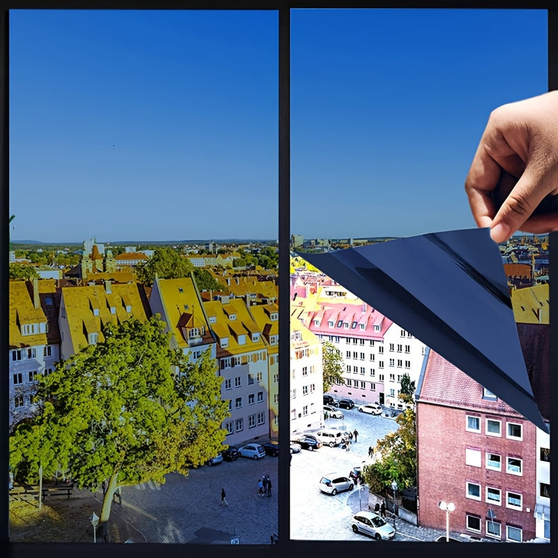 Large One-Way Privacy Window Film for Home And Office Windows. Features Electrostatic Adhesion - No Glue Required - And Provides Protection, Sunshade, And Heat Insulation. Holiday Decorations. Bonus Gifts: Spray Bottle, Measuring Tape, And Squeegee