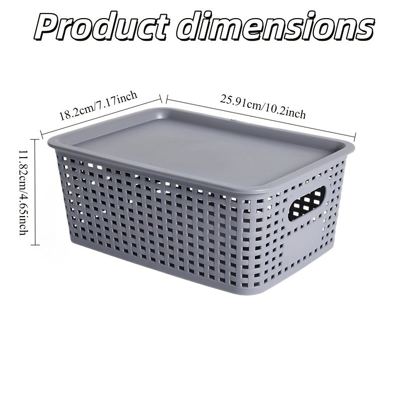 8/4-Pack-Space-Saving Organizers with Lids for Shelves/ Closet/ Desk | Multi-Scene Use In Dorm, Playroom & Office (10"x7"x4", Declutter Essential) with A File Organizer Bag, The Best Gifts for Easter Sunday And Mother's Day