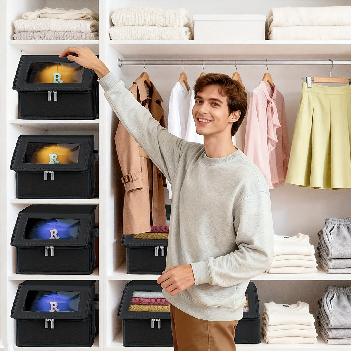 Stackable Hat Storage For Baseball Caps, 1pc/ 2pcs Hat Storage Boxes For Closet, Holds Up To 30 Caps With Cardboard, Hat Organizer For Women & Men