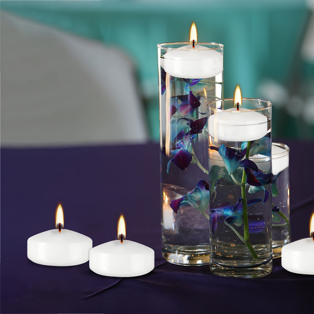 2-Inch 50-Pack Floating Candle (Approx. 1.97inch*0.79inch) Holiday Candles, Perfect for Weddings, Graduation Season, Back-to-School, Halloween, Christmas Decorations