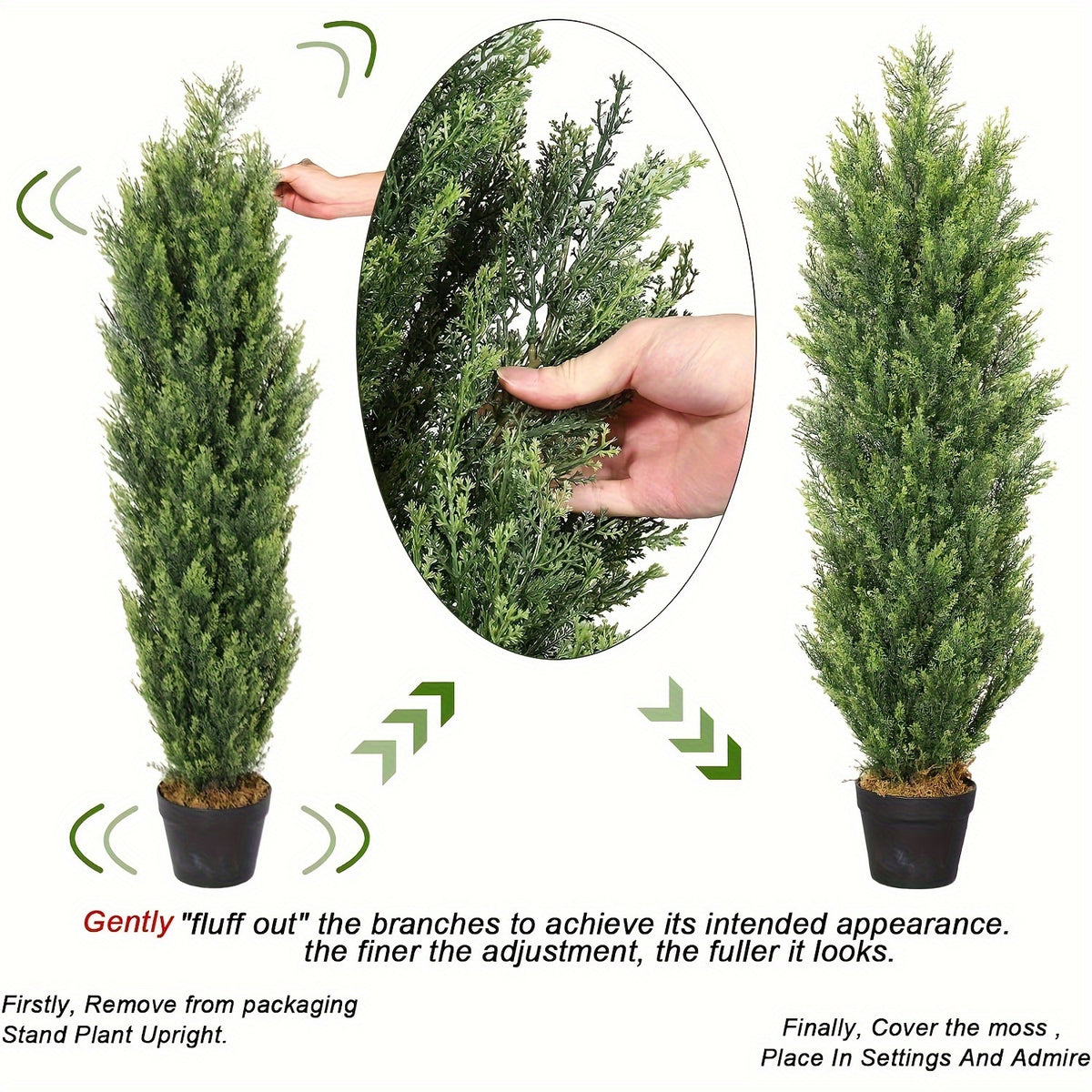 2 Pack Modern Cedar Topiary Trees | UV-Resistant & Low Maintenance Faux Greenery For Outdoor & Indoor | Decor For Patio, Garden, Office