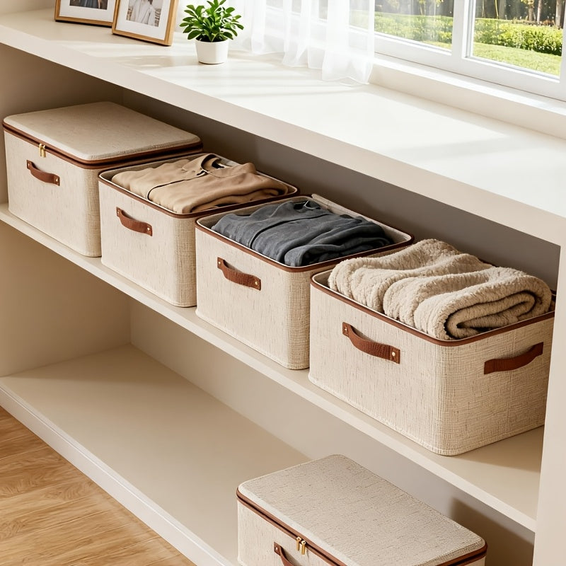 2-Pack Foldable Storage Bins with Lids - Large Capacity, Space-Saving Organizer for Clothes, Blankets, Books, Under-Bed Storage