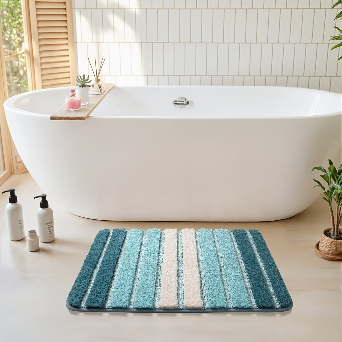 GTNSHUAI Extra Thick Luxury Chenille Bathroom Rug, Non-Slip Absorbent Bath Mat